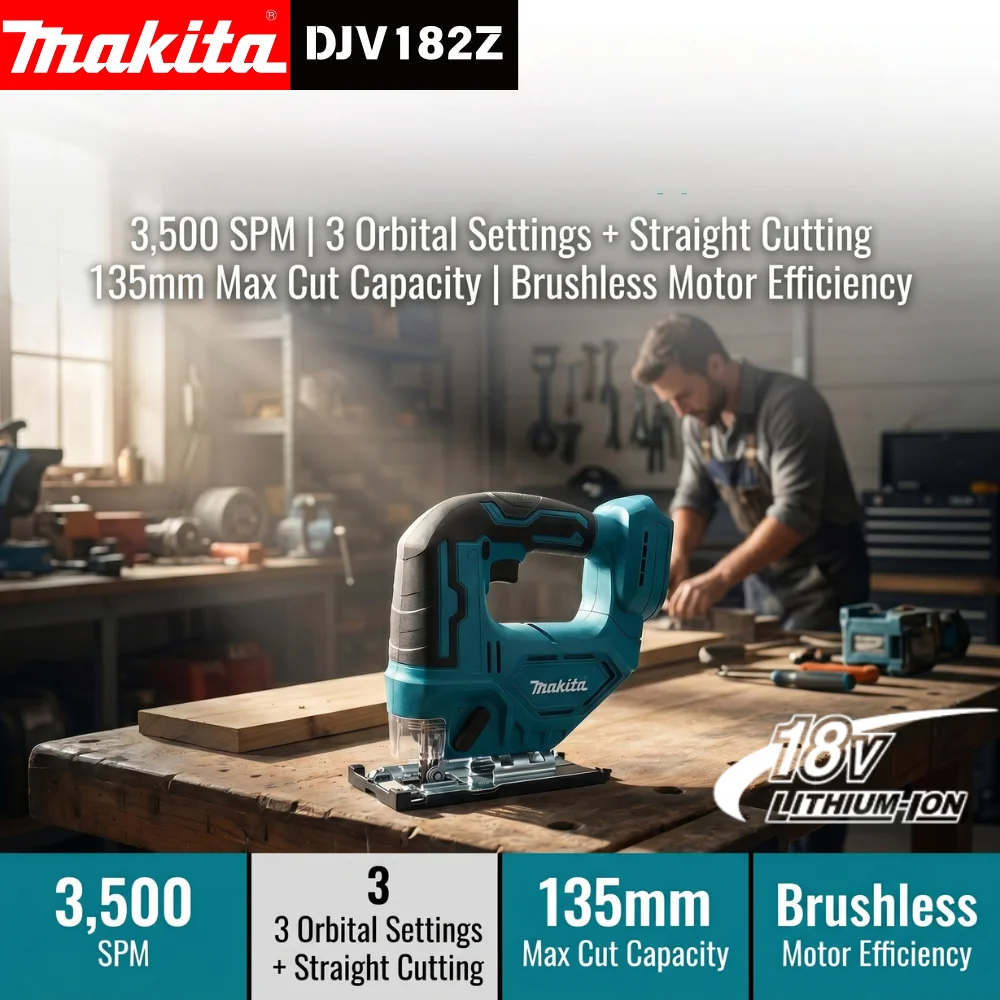 scie-sauteuse-sans-fil-makita-djv182-18v-sans-balais-avec-poignee-ergonomique-pour-projets-de-bricolage-domestique-sur-bois-metal-et-plastique