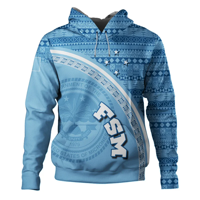 3D Federated States Of Micronesia Printed Hoodies For Men Flag Of FSM Polynesia Graphic Hooded Sweatshirts Fashion Pullovers Top