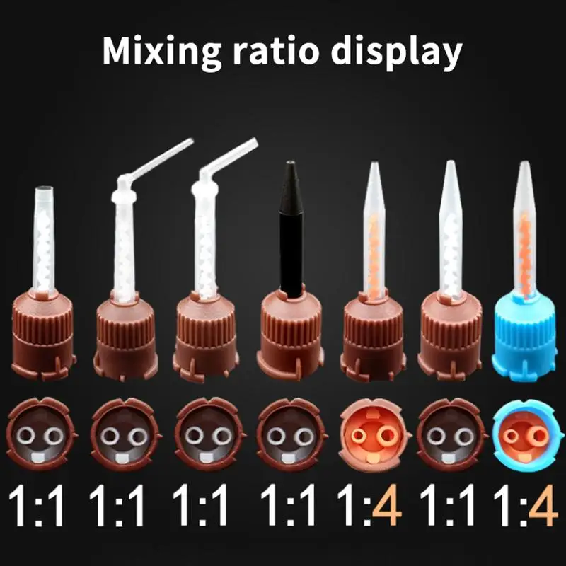 25Pcs Disposable Dental Mixing Tips Intra Oral Nozzle Silicone Resin Mixer Tip Dental Clinic Teeth Restoration Practical Supply
