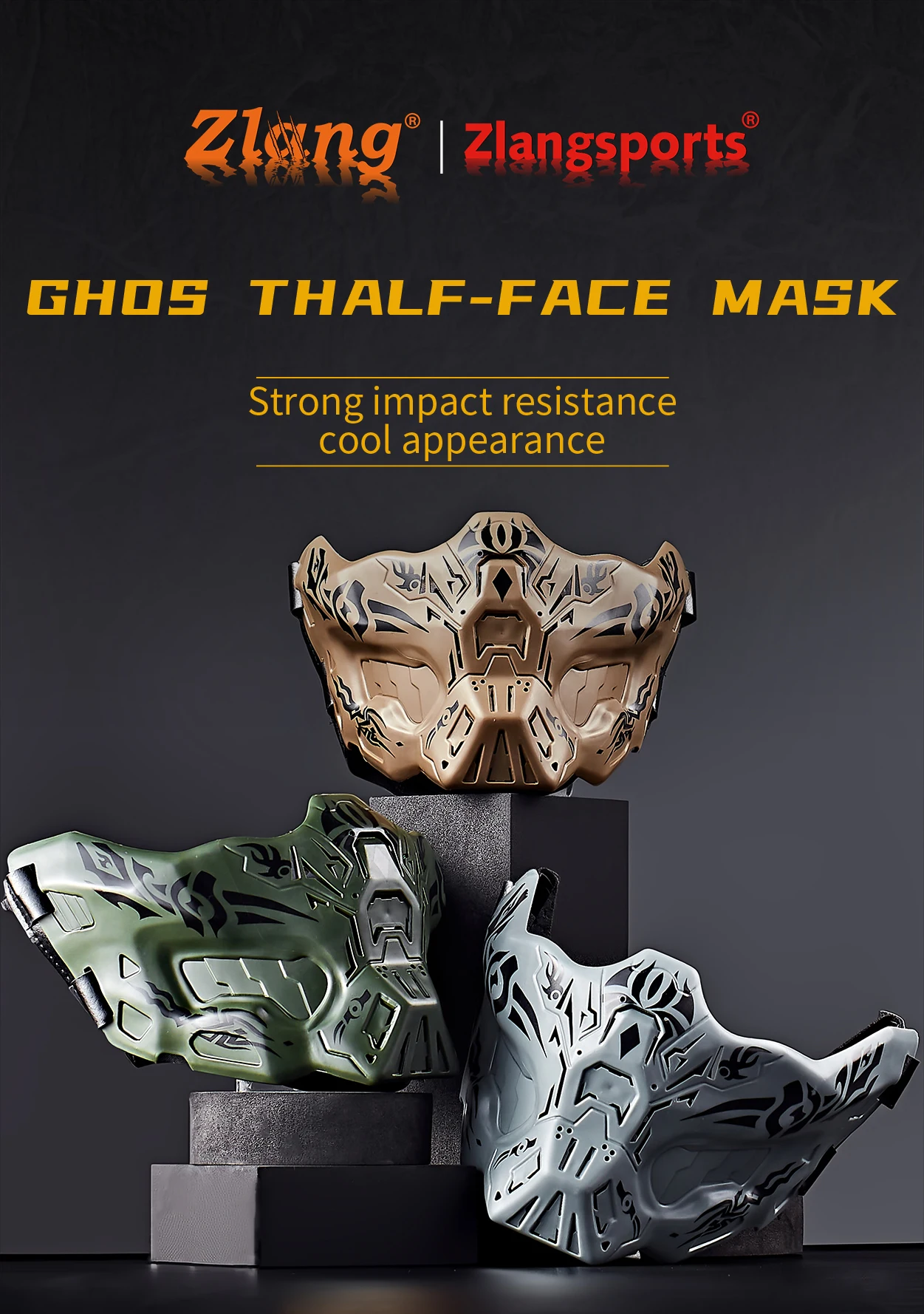 Halloween-Geistermaske, TPE-Silikon-Halbgesichtsmaske, für Halloween-Cosplay-Kostüm, gruselige taktische Maske – Detail 1