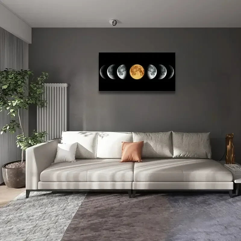 Large-sized 1pc frameless Canvas Painting 1pc No Framed Landscape Canvas Poster, Moon Phase Natural Landscape Painting, Canvas W