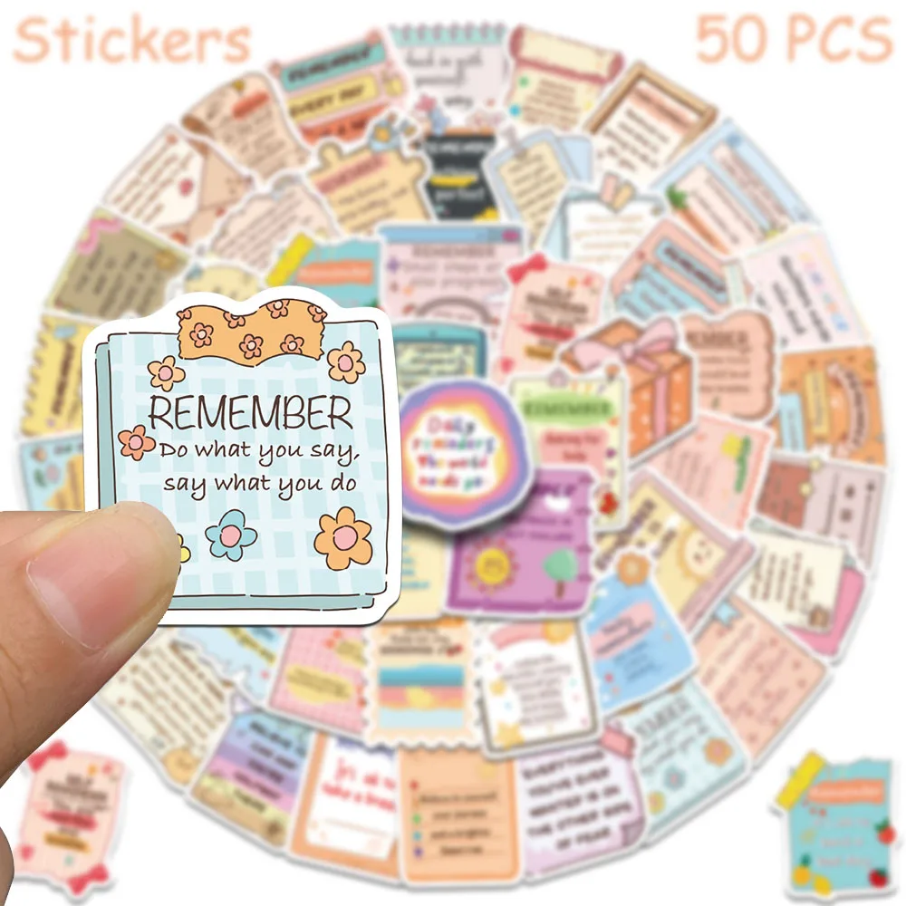 50 Stück motivierende englische Phrasen-Aufkleber für Laptop, Skateboard, Gitarre, Helm, DIY, ästhetische Aufkleber, kreative Geschenke – Detail 5