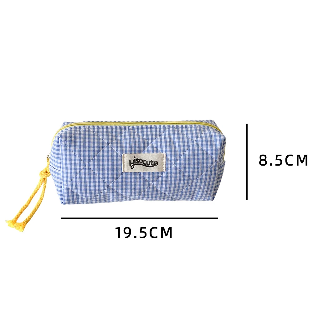 Astuccio per matite a quadretti con blocchi di colore, borsa per cancelleria per ragazze, cosmetici di grande capacità e borsa per riporre oggetti vari