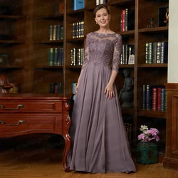 Customized Mother Of The Bride Dress Lace Applique Floor Length A Line Formal Wedding Guest Gown Woman Party Simple Madrina Wear