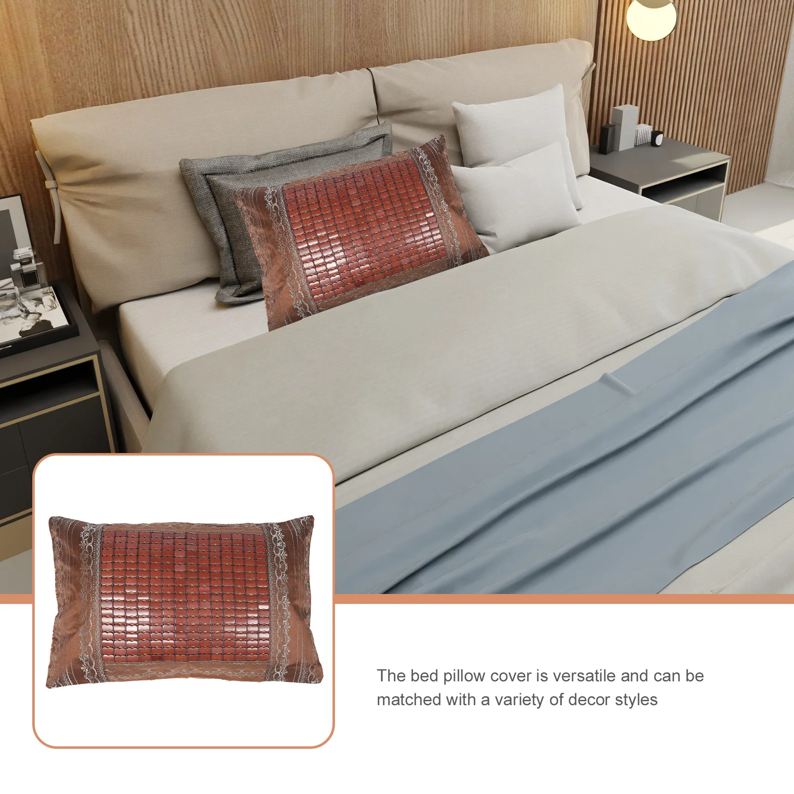 

Summer Bamboo Pillow Cover Cool Throw Pillow Case for Sofa Bed Decorative Household Pillowcase Lightweight Non-Deformed Design