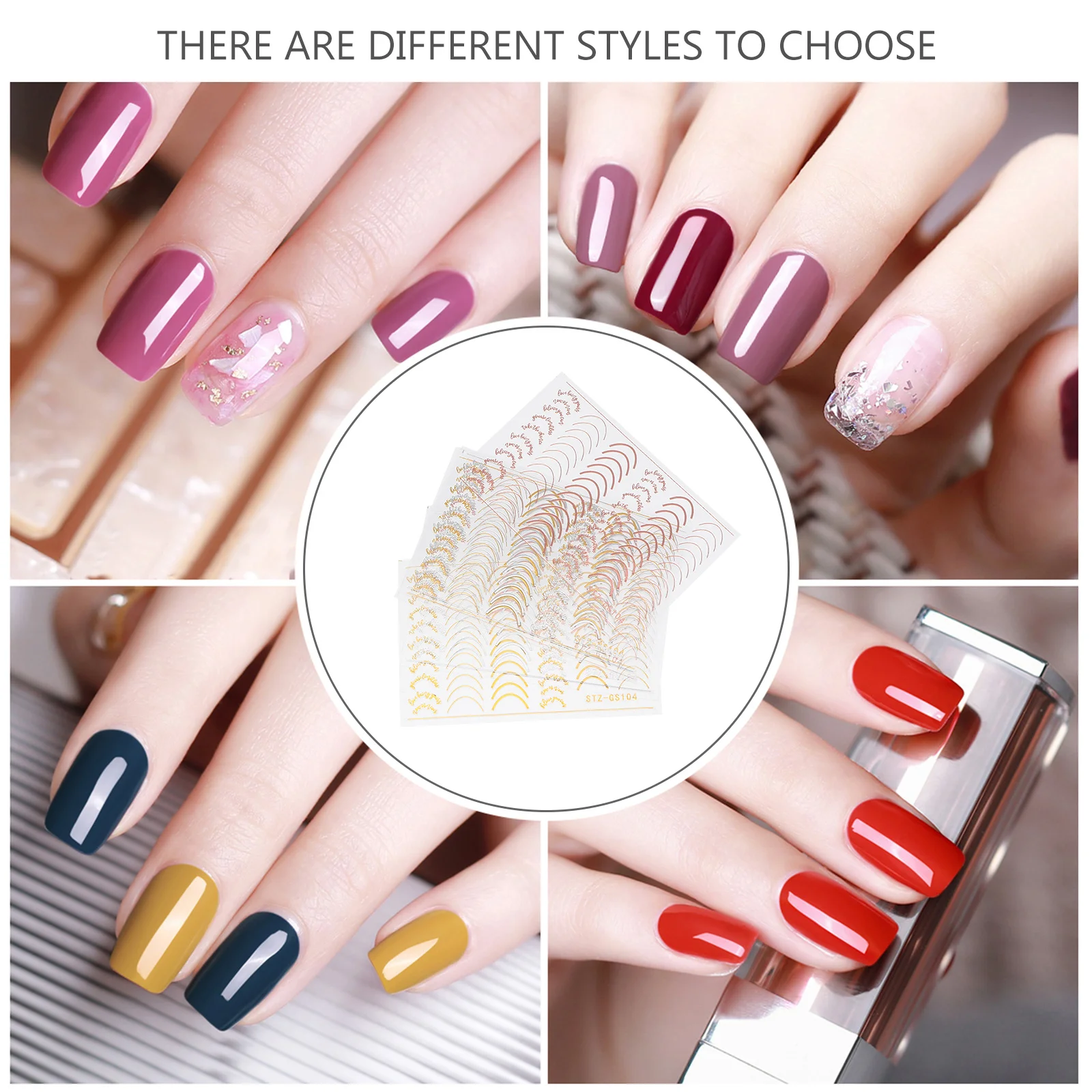 6 個ネイルアートステッカー模造メタルラインデザイン自己粘着マニキュアデカール DIY ネイルデコレーション耐久性