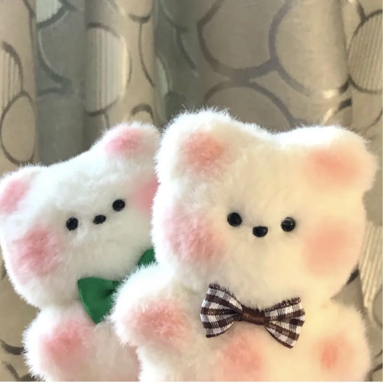 

Couple bear bunny squeaky plush doll pendant cute blush bunny bag keychain pendant