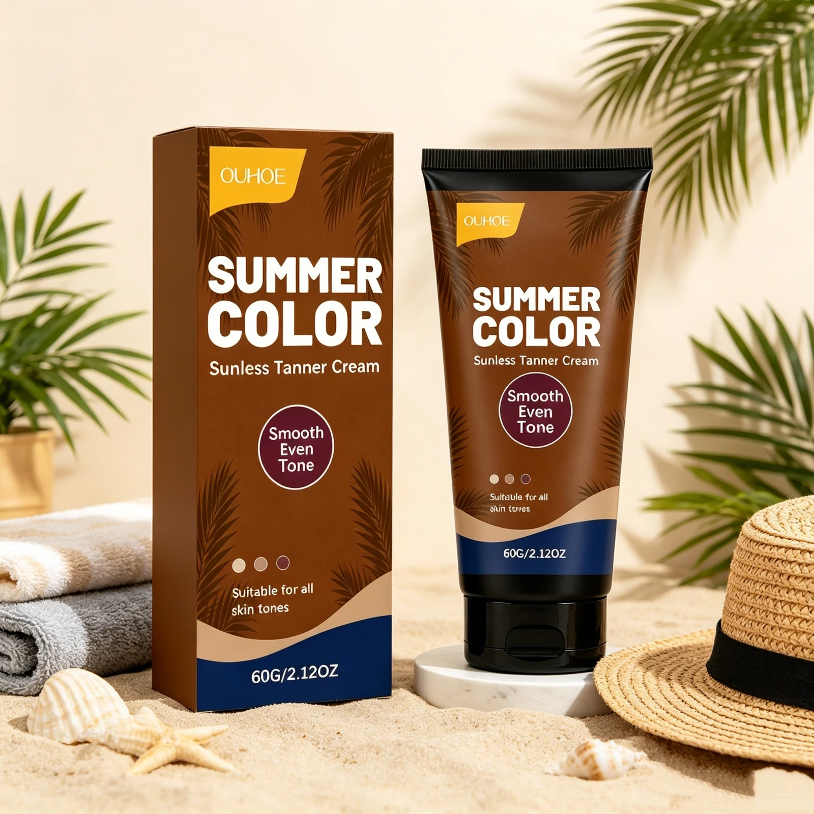 Sunless Self Tanner Cream No Sun Needed Easy Application Natural Bronze Color For All Skin Tones Long Lasting Self Tanning Cream