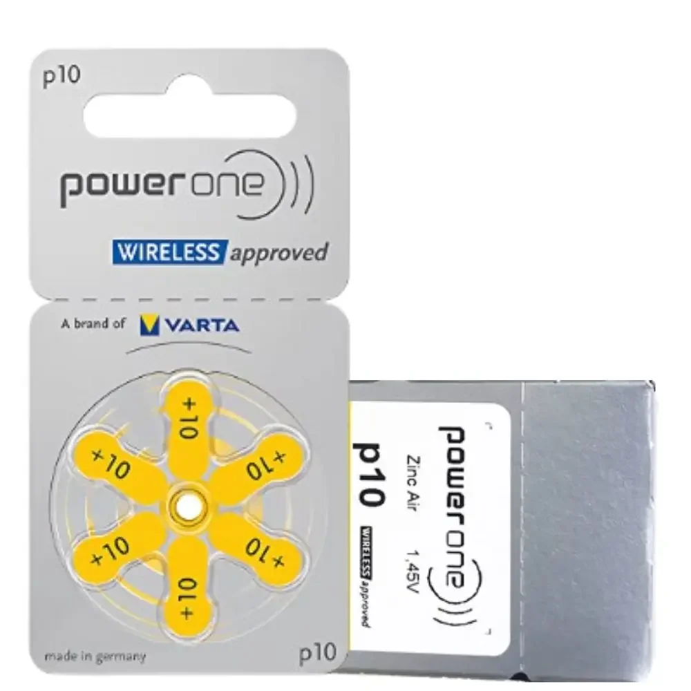 PowerOne P10 Hearing Aid Batteries 60 PCS 10 Cards Zinc Air 1.45V 10A 10 a10 PR48 Hearing Aid Battery For hearing aids