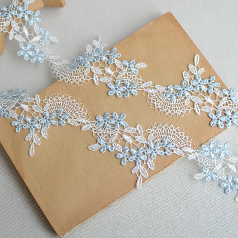 5Yards 5cm Width Gradient Blue White Mixed Venise Diy Venice Lace Clothing Accessories Of Various Kinds of Clothing Garment,Bra.