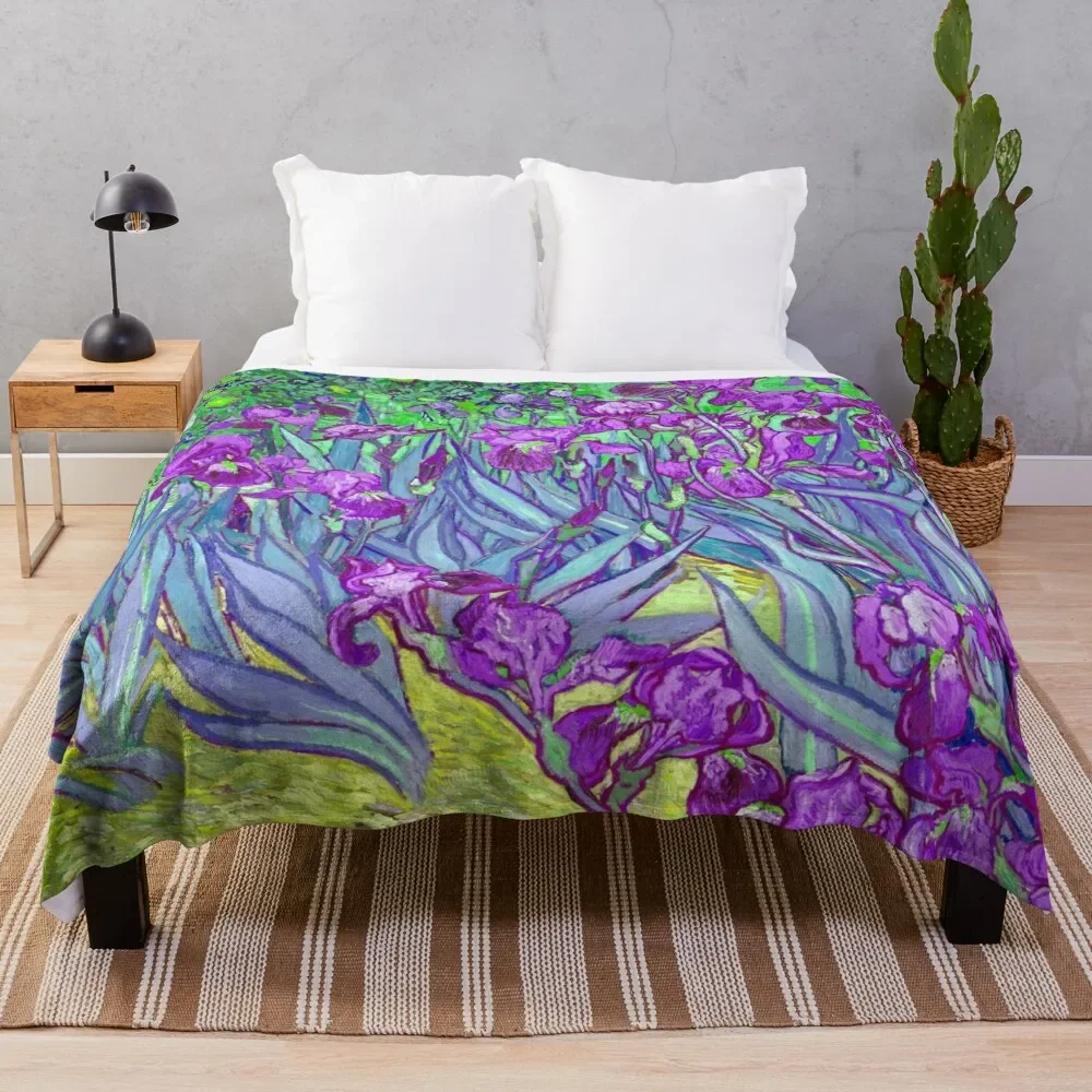 Vincent van Gogh Irises Painting, Magenta Color Shift Throw Blanket Baby heavy to sleep Blankets