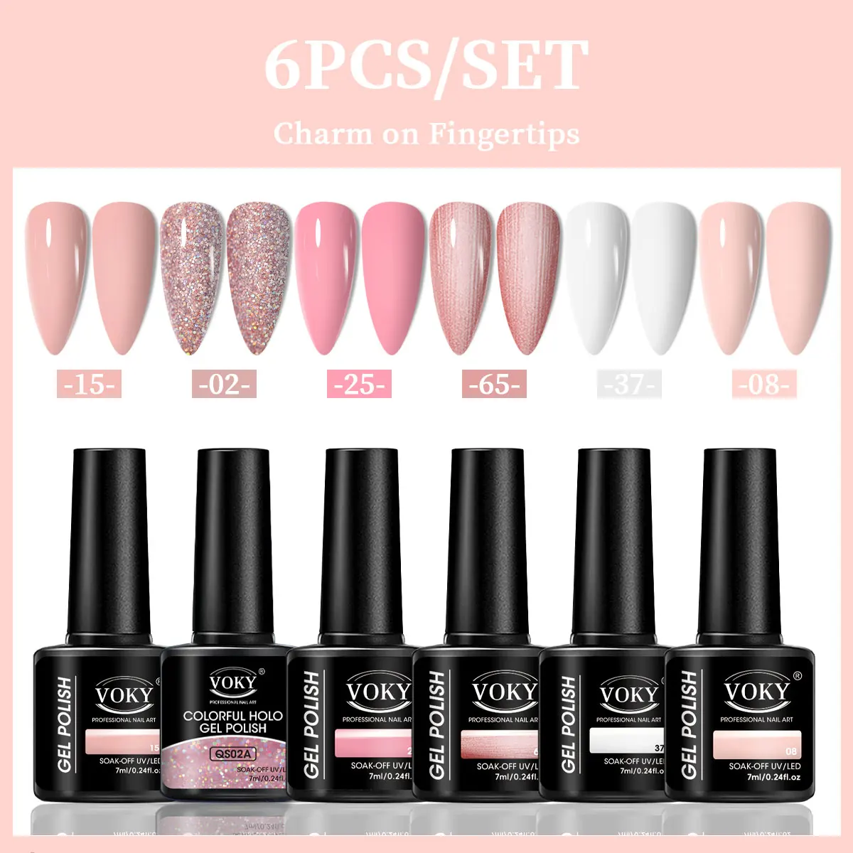 VOKY 6-delige set nagelgel, seizoensgebonden modieuze nagelgel, het perfecte cadeau voor dames om tijdens festivals te geven