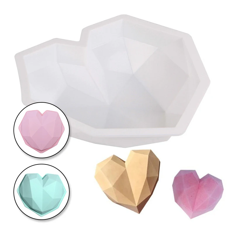 

Big Diamond Heart Silicone Mold Big Love Heart Cake Fondant DIY Mould Cakes Mousse Chocolate Decorating Tools Soap Molds