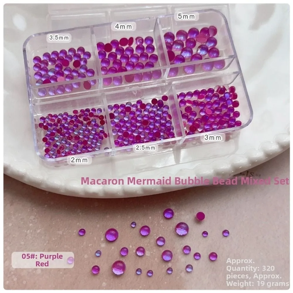 Mermaid Bubble Beads Bubble Beads Nail Charms Half Round Flat Bottom Aurora Nail Art Decorations Rainbow Candy Color Glowing