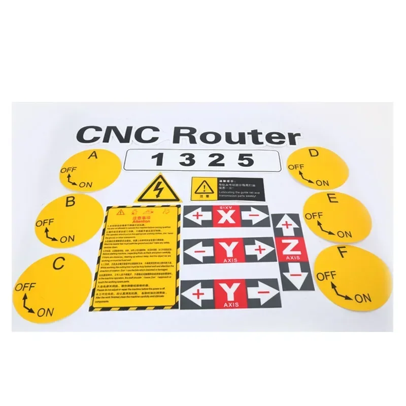 Safety Warning Sign Mark Sticker Operate Indicator X/Y/Z Warning Stickers CNC Engraving Machine Accessories