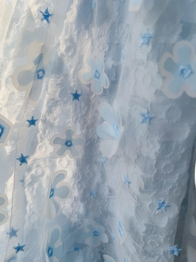 Ele Blue Flower Stickerei Hochzeit Dr mit Pailletten Träger Ballkleid für Verlobung Par Damen Faion Dr