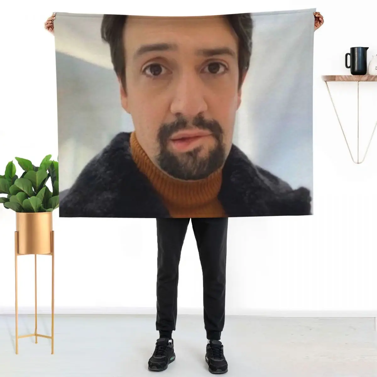 manuel miranda lip bite meme Throw Blanket decorative Decorative Throw blankets ands Kid'S Custom funny gift Blankets