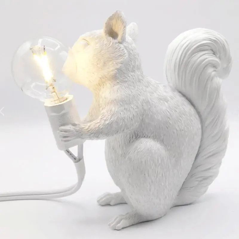 Kids Room Decoration Squirrel Night Lights Nordic Designer Cute Animal Night Lamp Children Bedroom Decor Bedside Table Lights