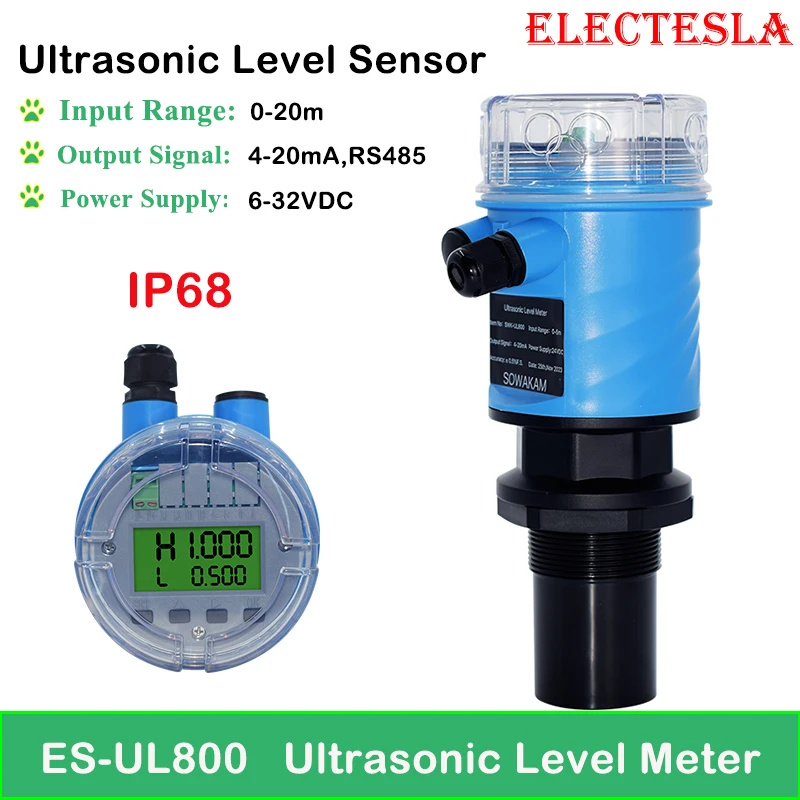 4 20ma Ultrasonic Water Level Sensor IP68 Waterproof RS485 for Fluid River Height Measurement 5m 10m 15m Ultrasonic Level Gauge