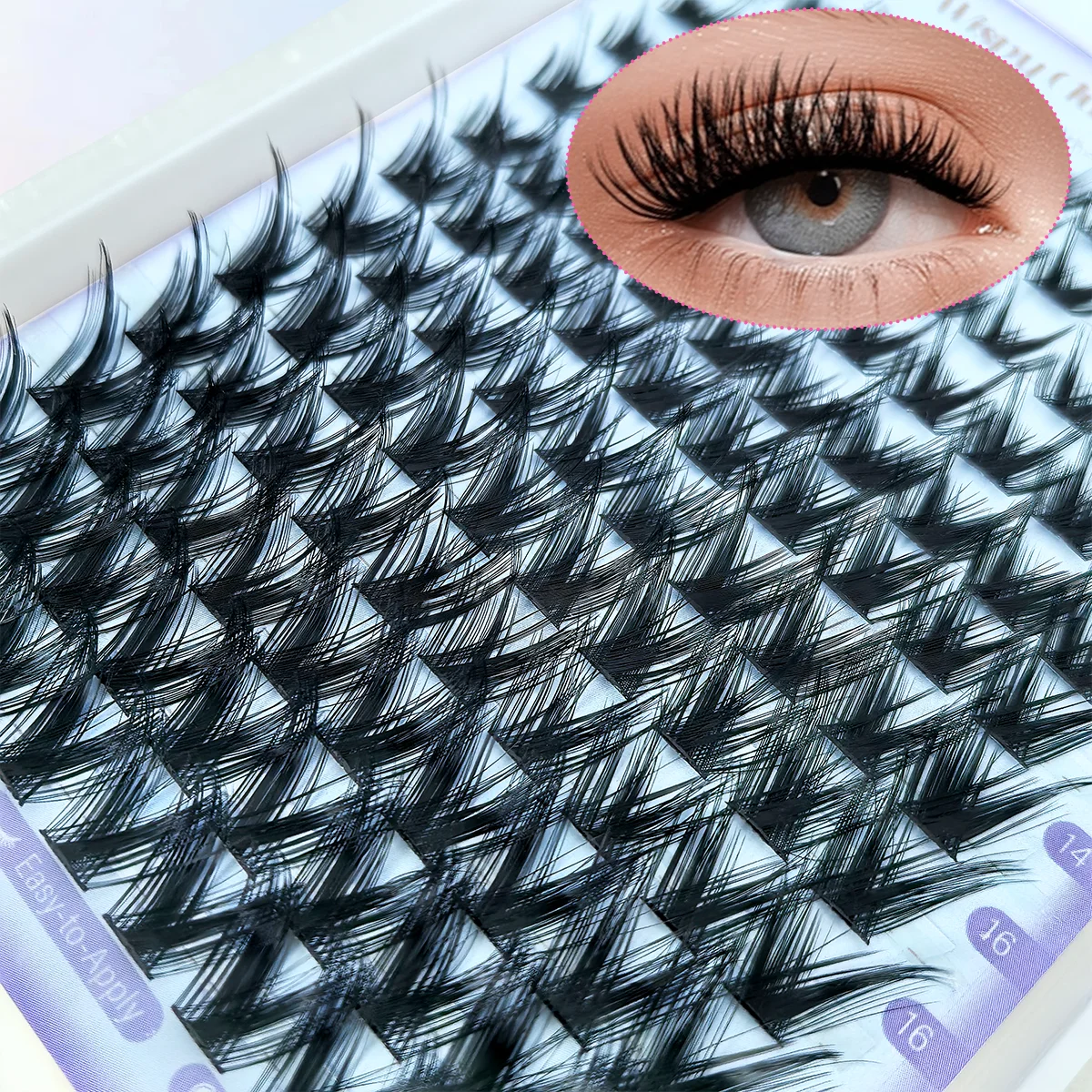 120 個 DIY 厚いつけまつげ、D カール、10-18mm 混合長さ - ピンセット、両頭のり、ブラシ付き初心者向け