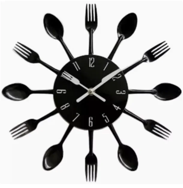 Kitchen Spoon Fork Clock Silent Wall Clock Living Room Decor Mediterranean Style Home Decoration WY72401