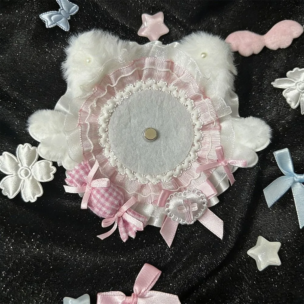 Cute Lace Badge Holder Flower Wings DIY Badge Display Base Cat Ear Itabag Decor Anime Badge Decoration