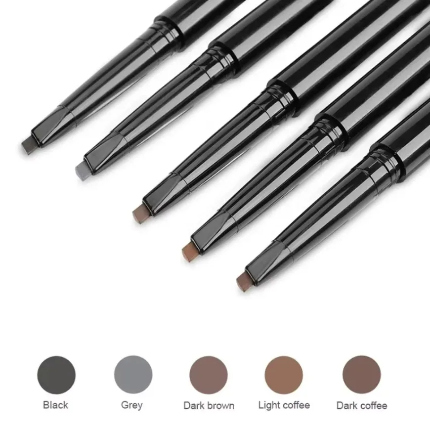 Custom 4colors Double-head Eyebrow Pencil Waterproof Long Lasting Easy To Colored Dark Brown Natural Brow Pen Bulk