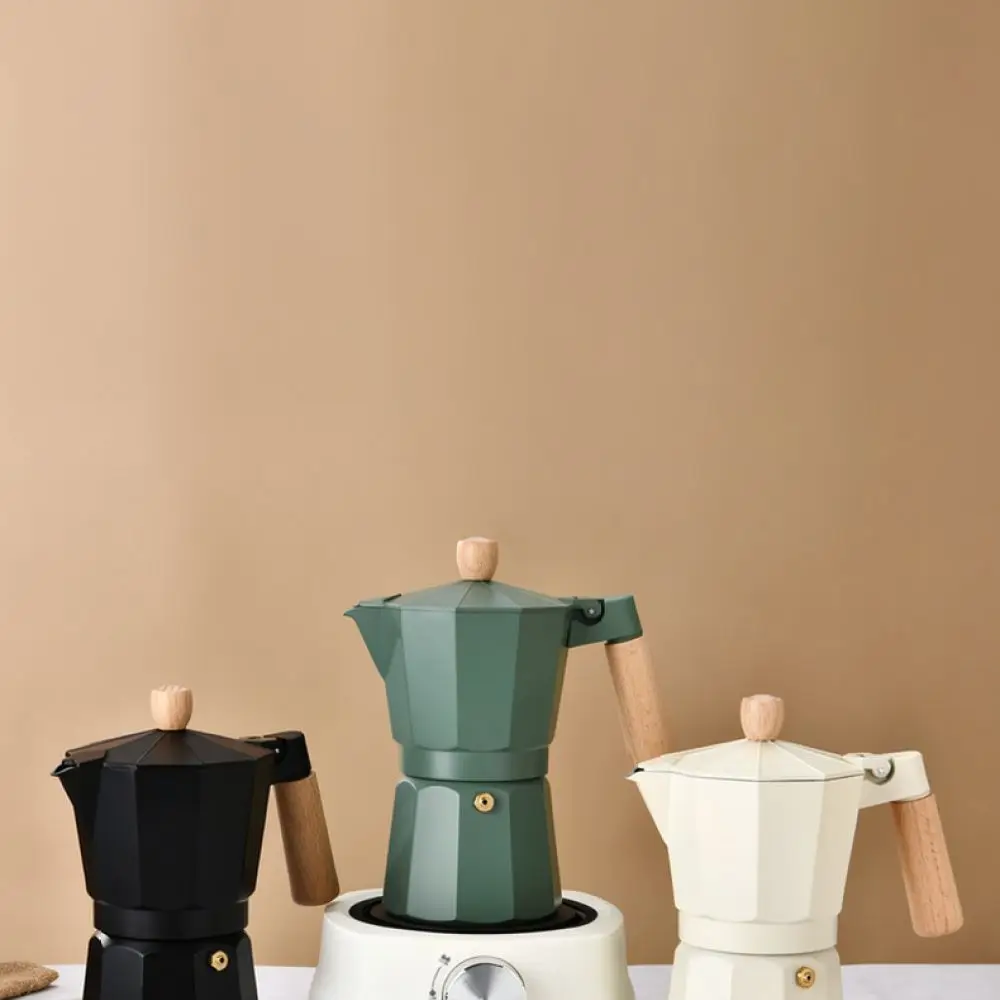 Stovetop Moka Pot Espresso Maker Italian Aluminum Coffee Brewer Classic Octagonal Percolator Kitchen Brewing Tool