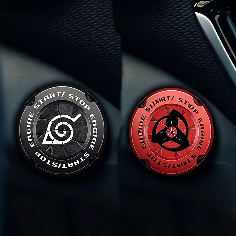 Naruto Sharingan Push Start Button Cover Car Ignition Rotary Switch Protective Cap Anime Car Interior Decoration Auto Mod Gift - view 2
