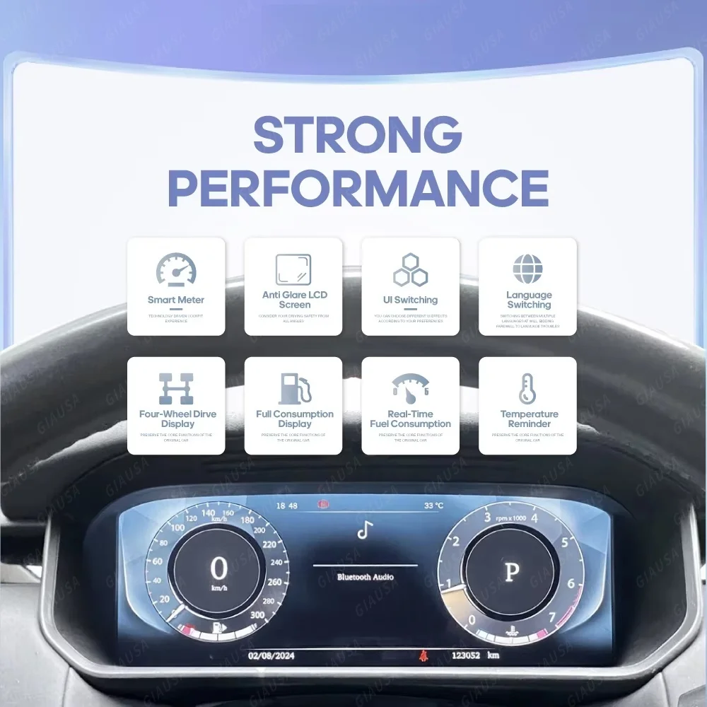 Cluster Digital Dasbor LCD 12.3 Inci untuk Land Rover Discovery 5 2017-2021 Panel Layar Tampilan Instrumen Linux CockPit Mobil