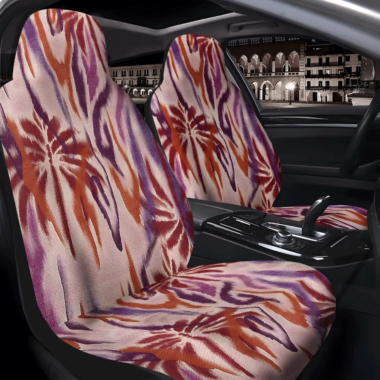 2pcs Car Front Seat Covers With Abstract Floral Print, Durable Front Seat Protectors For Sedan, SUV, And Truck, Unisex, Vehicle