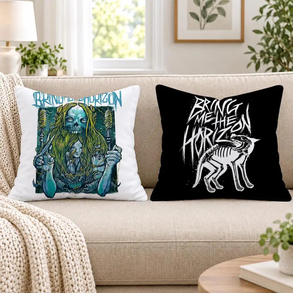 B-Bring Me the H-Horizon Cushion Cover Short Plush Double-Sided Printing Sofa Bedroom Pillow Case Aesthetic Home Decor