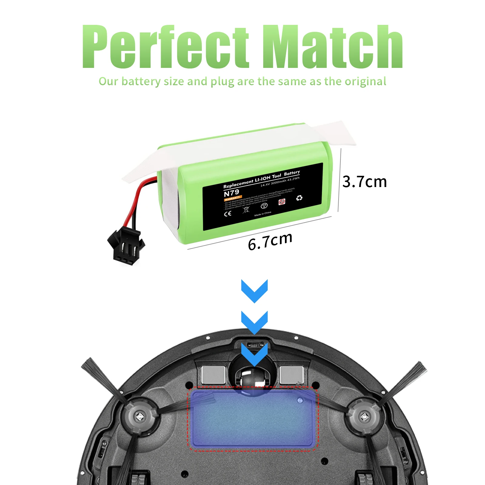 Batería de iones de litio para Conga Excellence, 14,4 V, 3000mAh, 950, 990, 1090, 1790, 1990, Deebot N79S, N79, DN622, Eufy, Robovac, 11S, 12x500