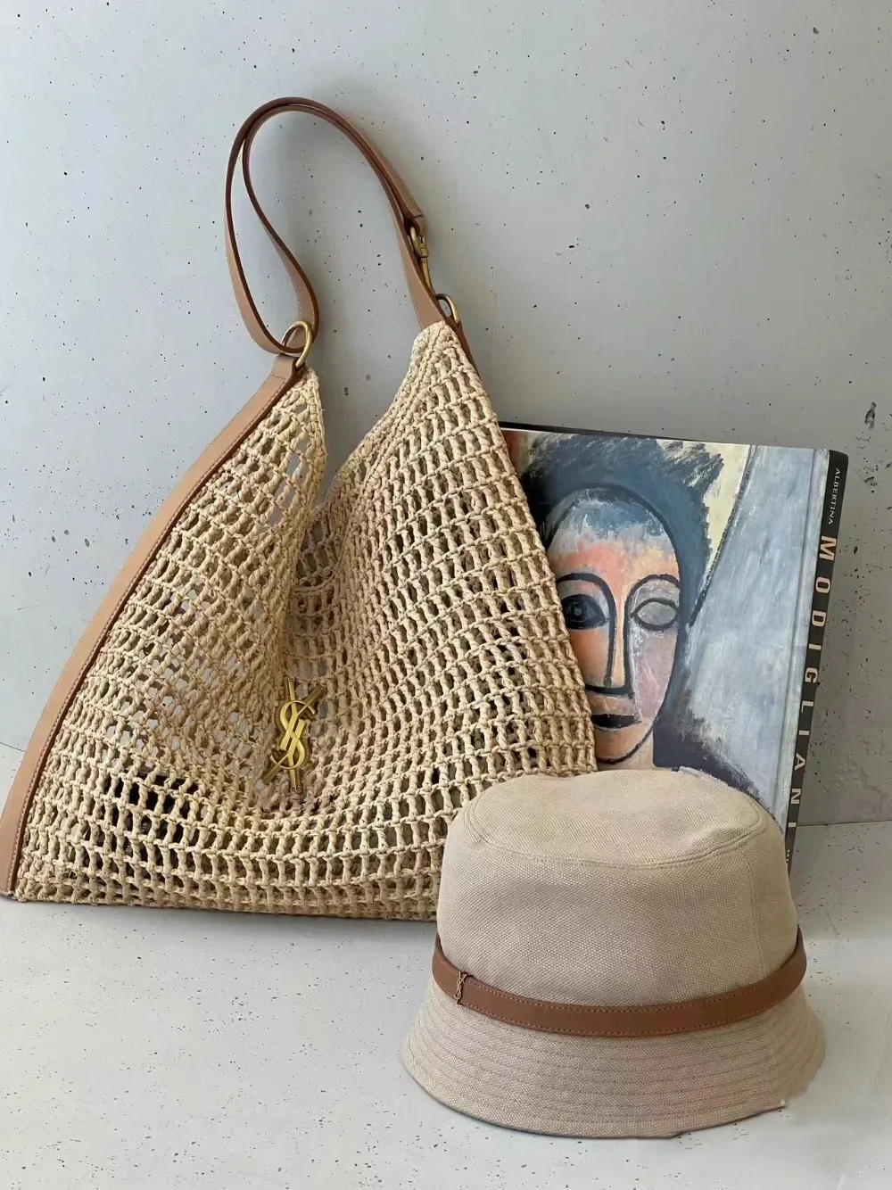 2025 جديد سعة كبيرة يده الجوف خارج تنوعا القش حقيبة من القماش للنساء موضة كتف واحد حقيبة النسيج #5