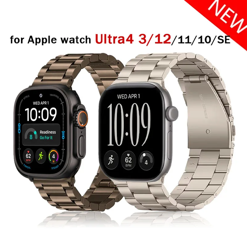Stainless Steel Strap For Apple Watch 12 Band 46mm 42mm Ultra 4 3 49mm 45mm 44mm 40 41 Metal Bracelet correa Series 8 9 10 11 SE