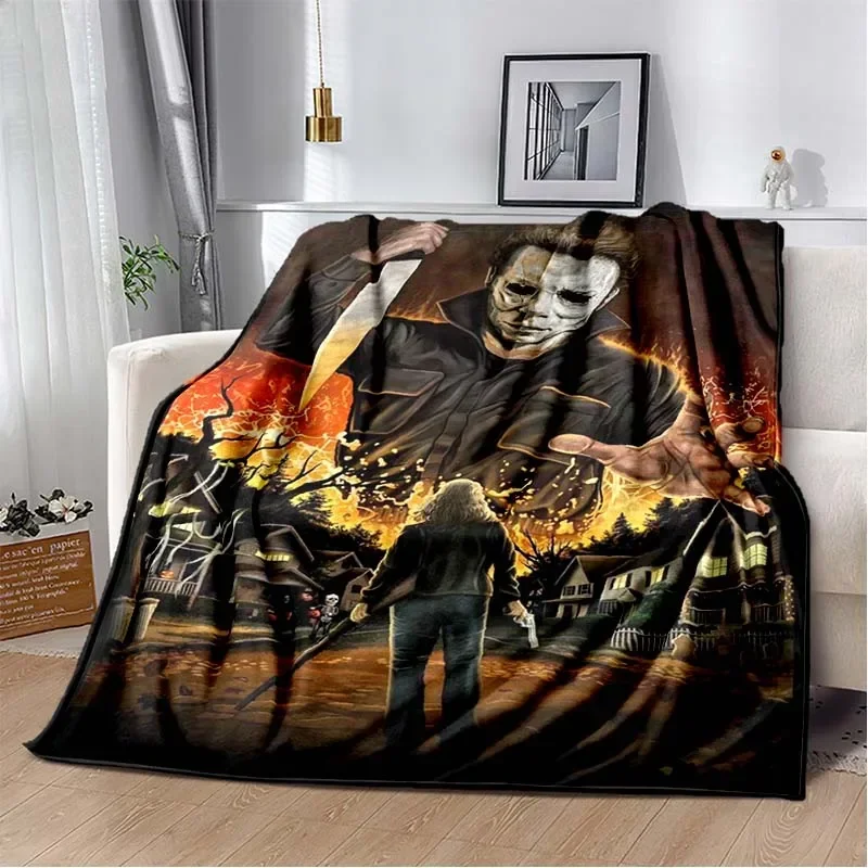 3D Michael Myers-Halloween Printed Children's Blanket,Fashion Soft Cozy Living room Bedroom Sofa Bed Travel Blanket Gift