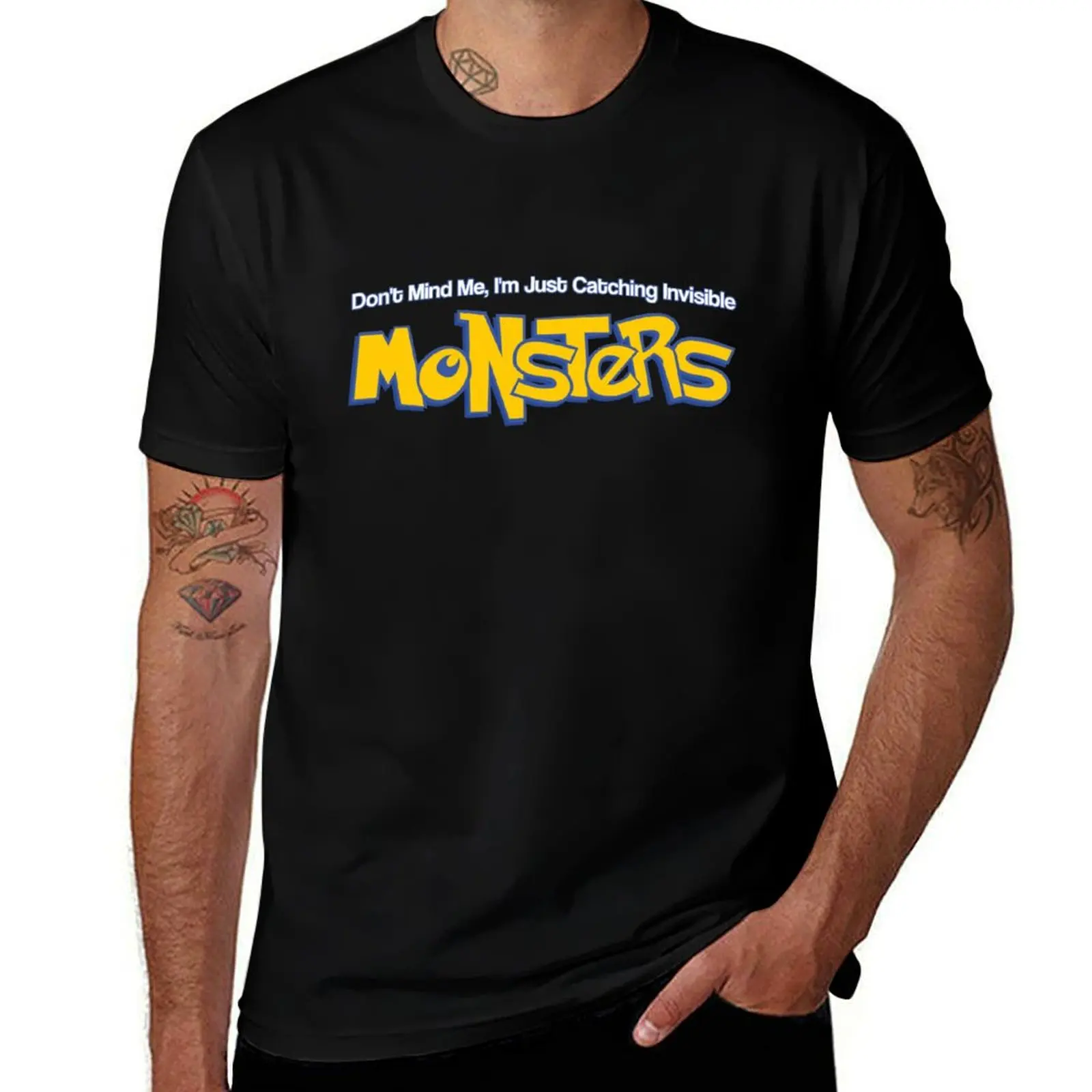 

Dont Mind Me, Im Just Catching Invisible MONSTERS T-Shirt valentines boutique clothes summer 2025 Clothing shirts men graphic