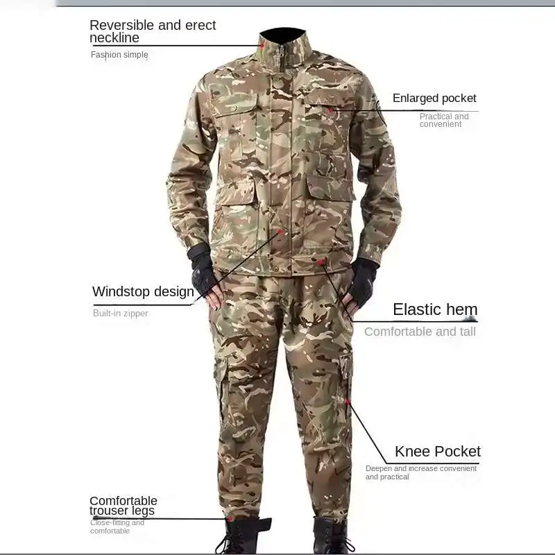 Men\'s Work Clothes Camouflage Set Wear-Resistant Spring Labor Protective Clothing Training Suits