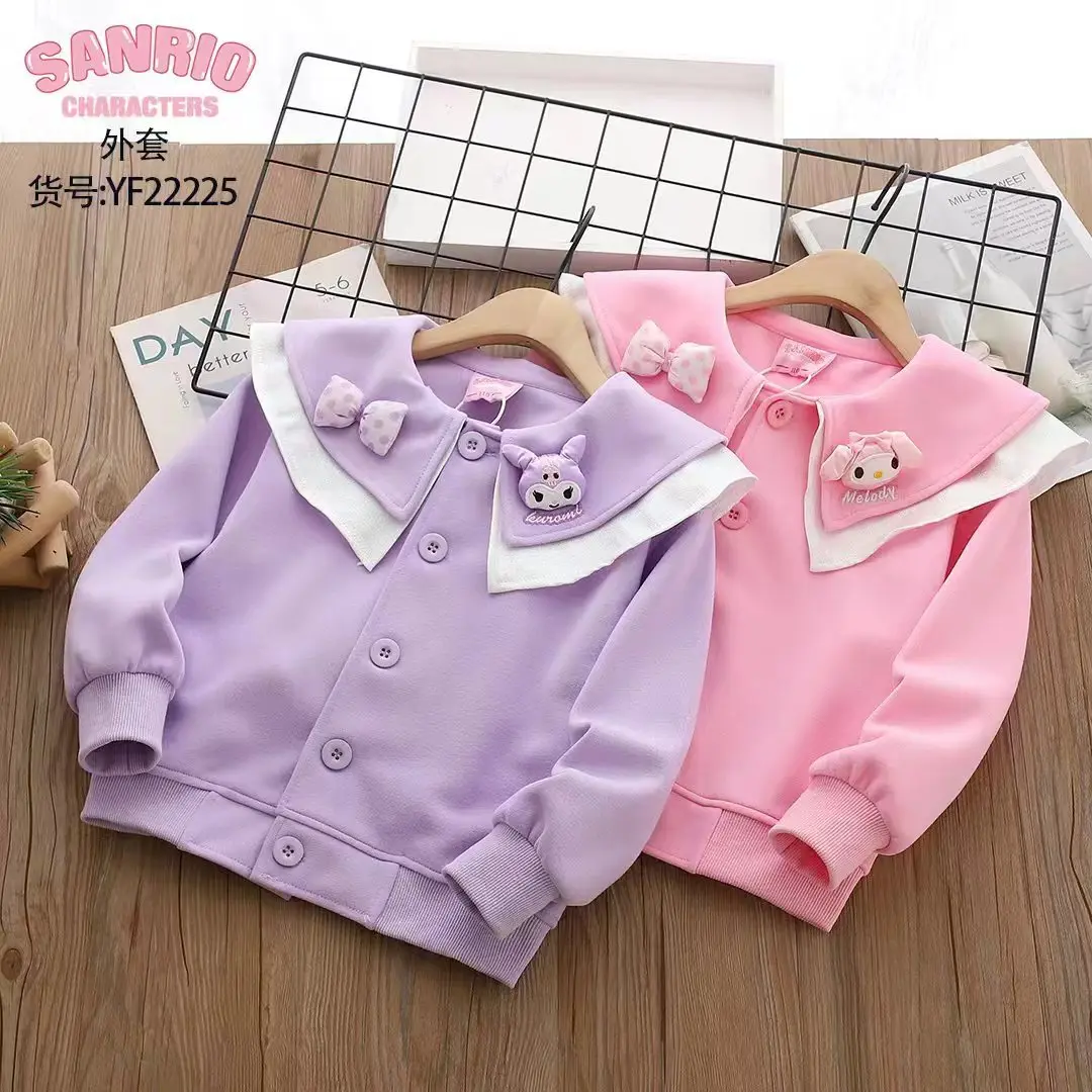 

2024 Sanrio Kawaii Kuromi My Melody Autumn Girls Clothes Cartoon Cute Anime Doll Children Coat Babys Top Tide Gift for Kids