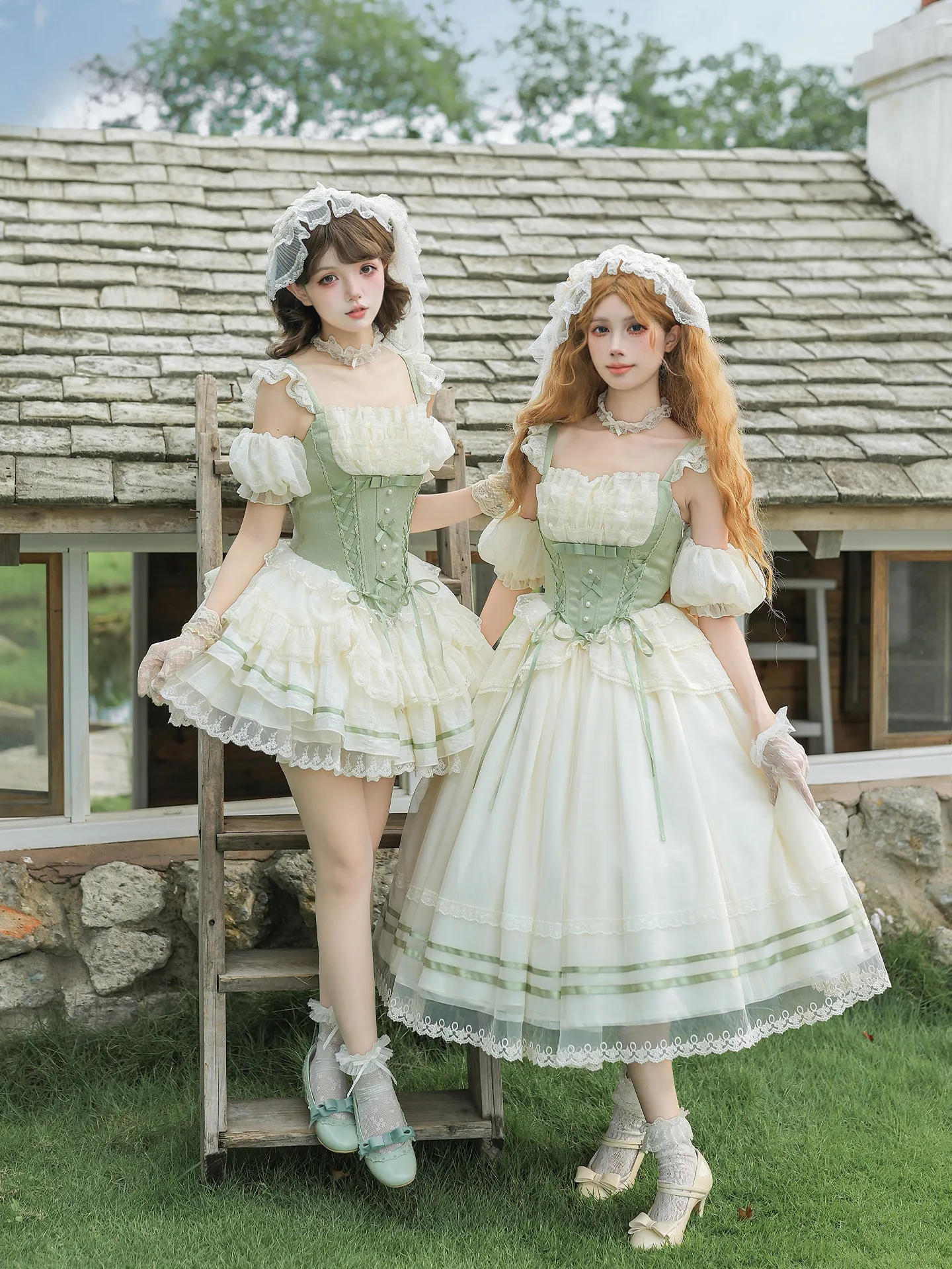 Spaghetti Strap Dress - Süßes Lolita JSK-Kleid mit Korsett-Taille, Verstellbaren