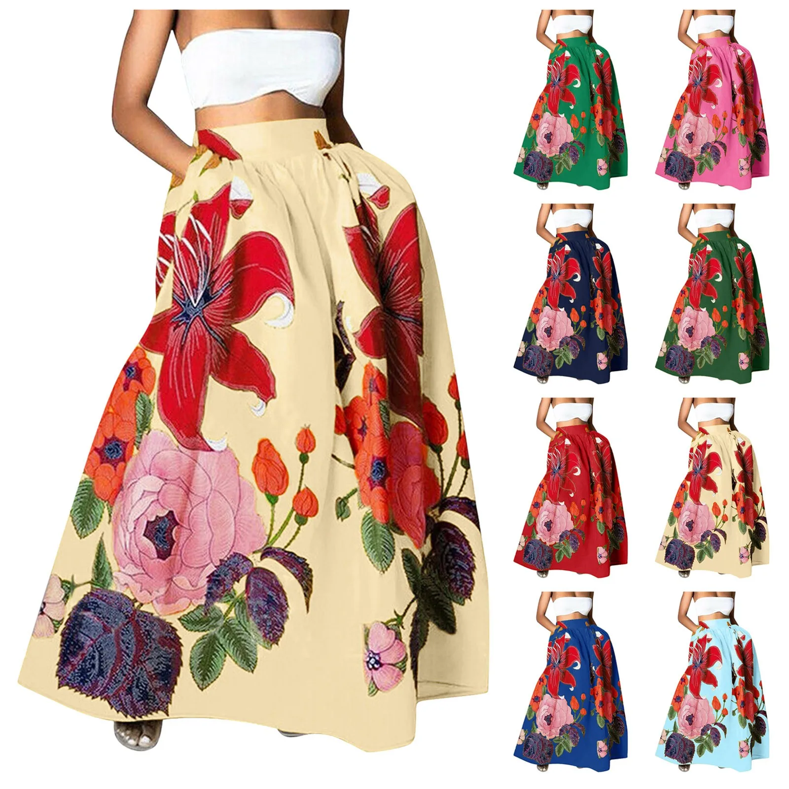 Women Floral Print Skirt High Short Skirt Long Jacket Skirt with Shorts Tennis Skirt with Shorts Plaid Midi Skirts for Women