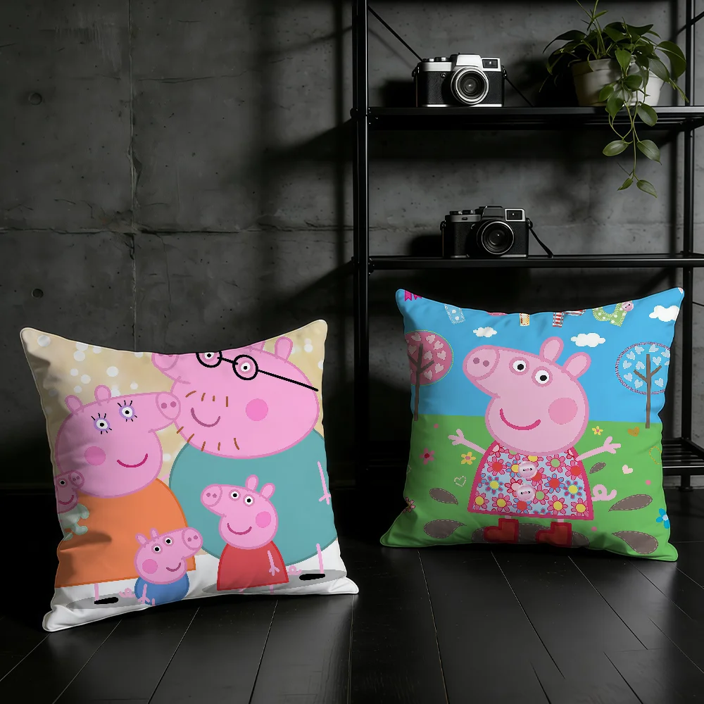 Cartoon P-Peppa P-Pig cushion cover Birthday Anniversary Gifts Double Sided Printed Zipper Cushion Cover Soft Skin Bedding