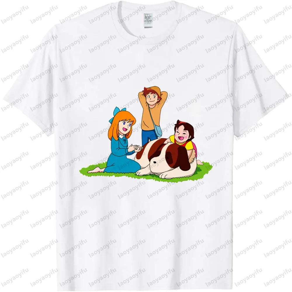 هايدي الفتاة من جبال الألب موضوع تي شيرت لطيف شخصية كرتونية طباعة للجنسين قصيرة الأكمام الرجال النساء الصيف القطن المحملة القمم #1