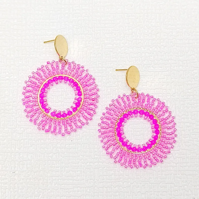 

Серьги из рисовых бусин Кристалл Оригинальность Округленность Ручное вязание Богемия Сплав Модные простые серьги из бисера
