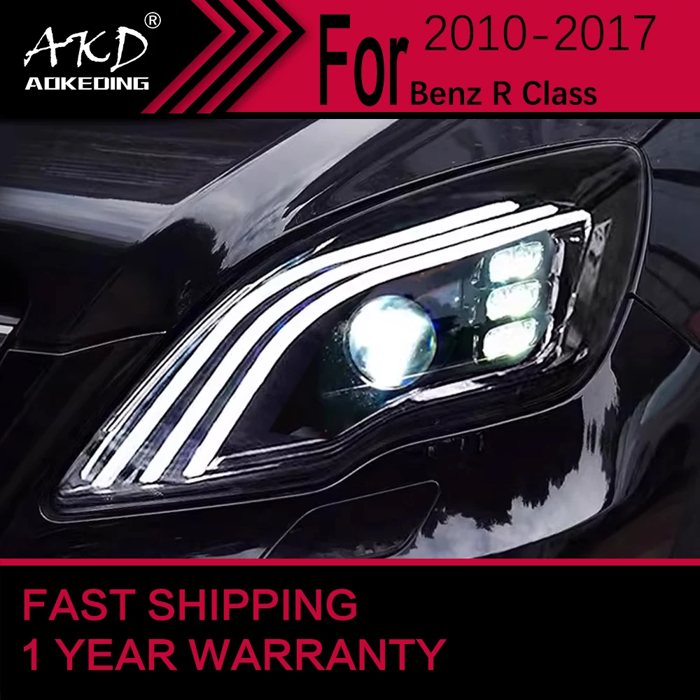 Car Lights for Benz R Class LED Headlight 2010-2017 R300 R350 R500 R550 Head Lamp Drl Projector Lens Automotive Accessories