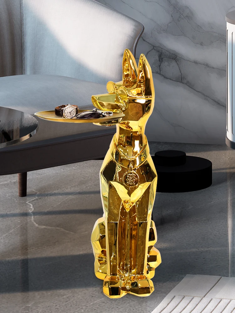 

Large Floor Dog Statues Tray Ornament Nordic Light Luxury Living Room Furnishings Decorations Gifts Home Decor Animal Sculptures