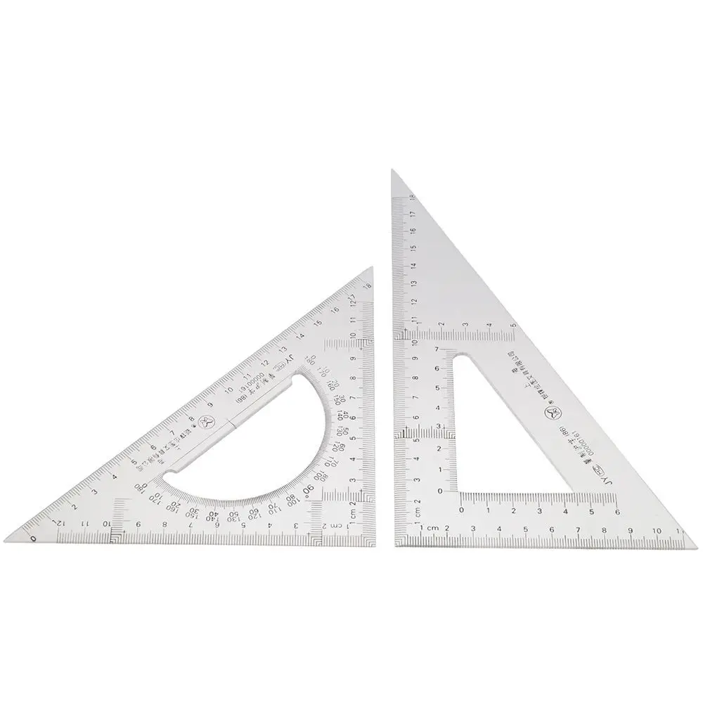 2 Pack Drawing Acrylic Plastic Ruler Transparent 45/90 Degree Ruler 30/60 Degree Triangle Ruler Office