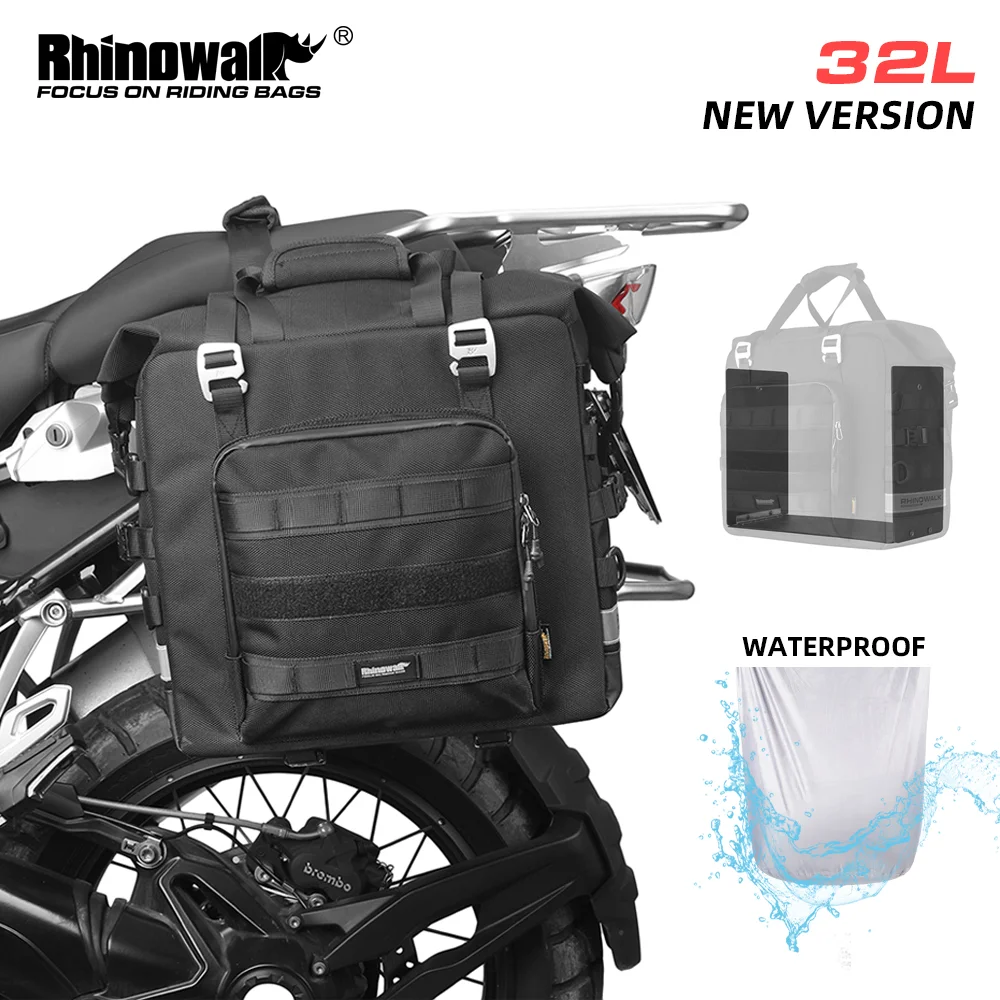 Rhinowalk-bolsa lateral para motocicleta de 25L, impermeable, de liberación rápida, portaequipajes duro para Motor con placas PP, 1 unidad