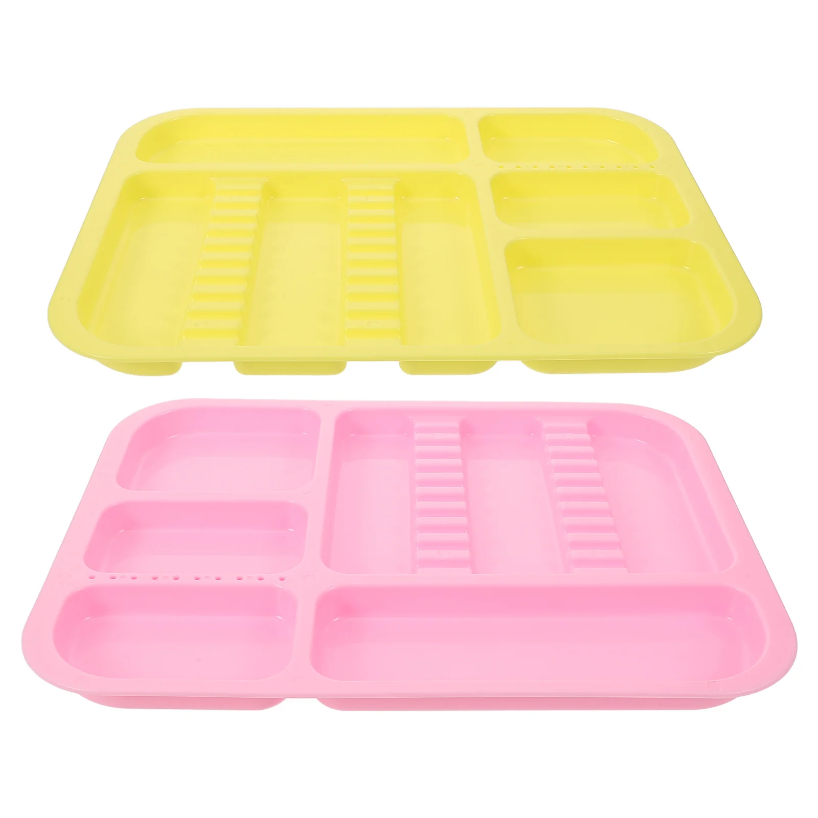 

2 Pcs Tray Compartment Separate Trays Instrument Divided Food Procedure Dental Storage Plastic Dentist Tool