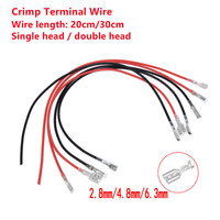 10PCS/lot 2.8mm 4.8mm 6.3mm Tinned Feamle Spade Quick Splice Crimp Terminals With 20cm 30cm Red and Black 18AWG Cable Harness